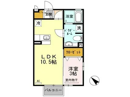 セジュールYAMAZAKI A・B(1LDK/2階)の間取り写真