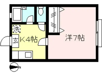 コーポ西(1K/2階)の間取り写真