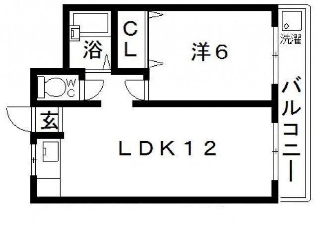 パリーサハウス福田(1LDK/3階)の間取り写真