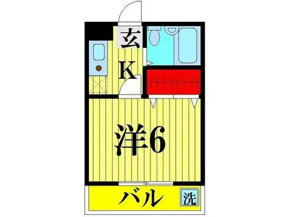 ウイング赤山(1K/1階)の間取り写真