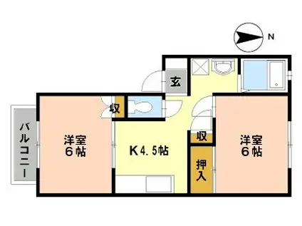 グリンフェイヴァ(2K/2階)の間取り写真