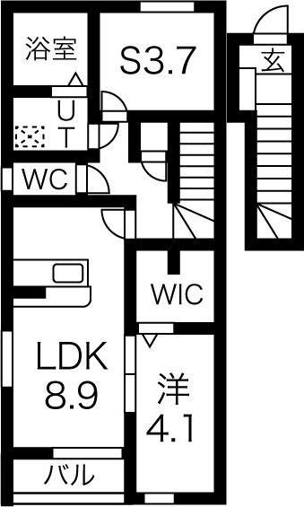 K.COURT(1SLDK/2階)の間取り写真