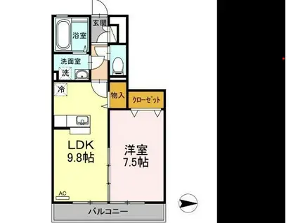 リバーパークA(1LDK/3階)の間取り写真