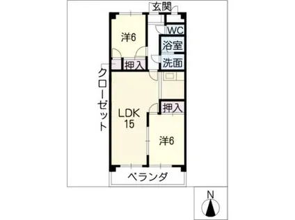 サンマンション(2LDK/4階)の間取り写真