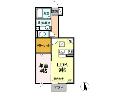 ルミエール曙(1LDK/1階)の間取り写真