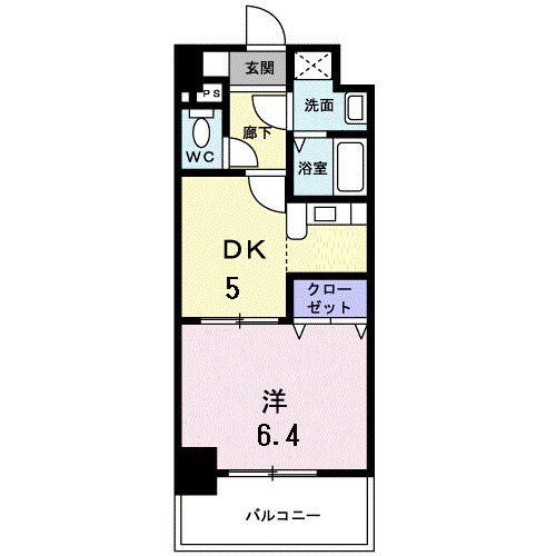 エスポワール姪浜(1DK/3階)の間取り写真