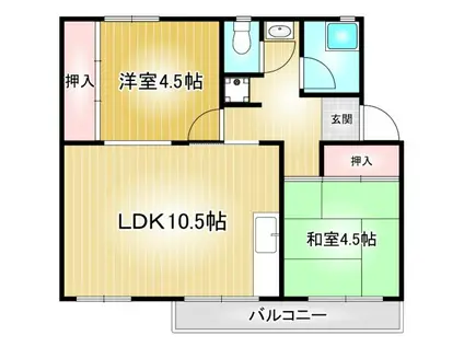 相生山団地31棟(2LDK/5階)の間取り写真