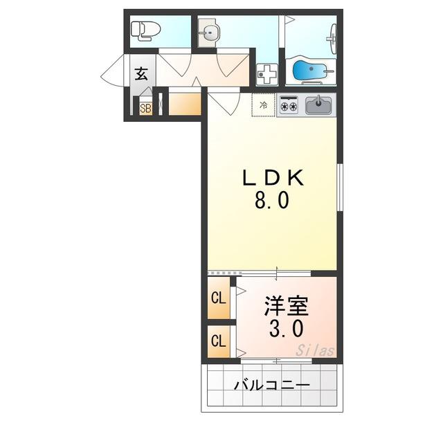 ジーメゾン鳳南クレール(1LDK/1階)の間取り写真