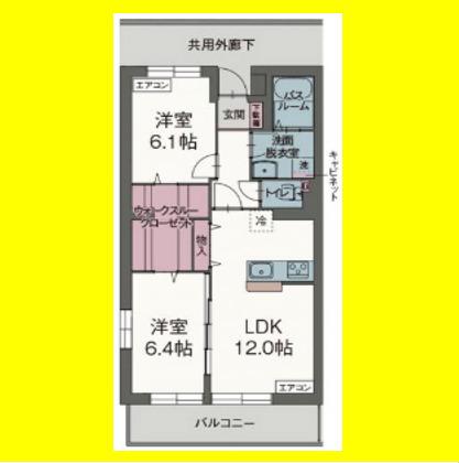 ラウト ディノッゾ(2LDK/1階)の間取り写真