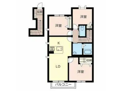 MAST COURT 加古川南 B棟(3LDK/2階)の間取り写真