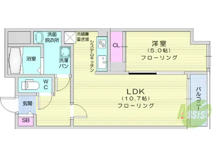 アリオール一番町(1LDK/8階)の間取り写真