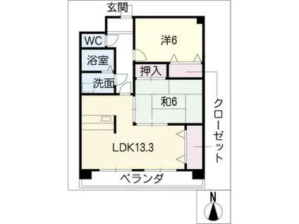 サンフィールド(2LDK/2階)の間取り写真