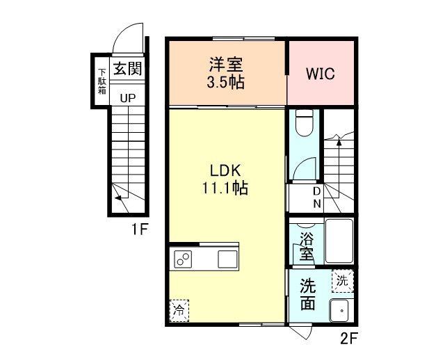 JR城端線 高岡駅 徒歩6分 2階建 築1年(1LDK/2階)の間取り写真