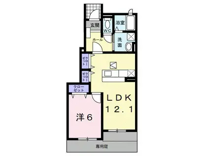 ハピネス・ブルック I(1LDK/1階)の間取り写真