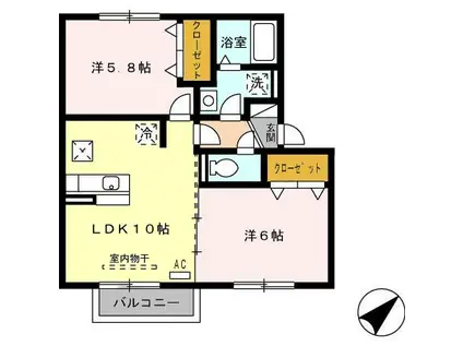 TROIS JOURS I(2LDK/1階)の間取り写真