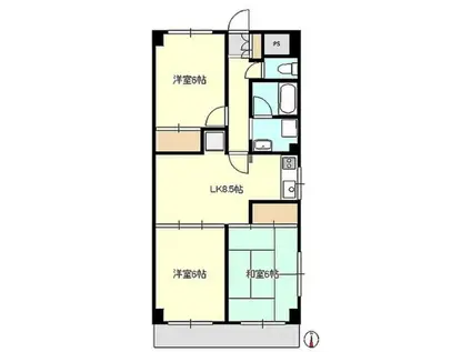 ラフォーレ久留米(3DK/2階)の間取り写真