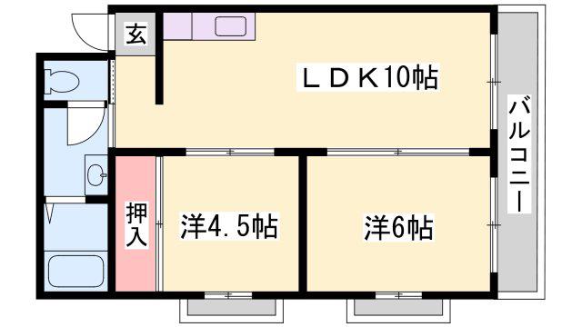 メゾン手柄(2LDK/4階)の間取り写真