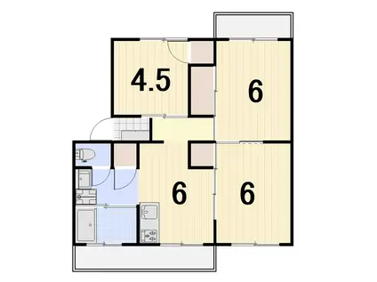 ラ・トゥール高松町 F1(3DK/3階)の間取り写真