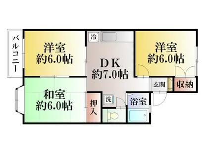 ロイヤルハイツ長井(3DK/1階)の間取り写真
