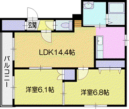 第26大光ハイツ(2LDK/2階)の間取り写真