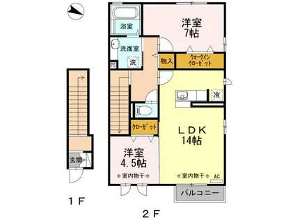ドエル22(2LDK/1階)の間取り写真