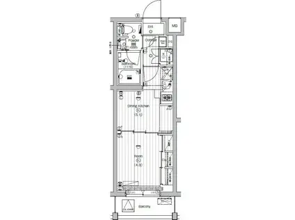 PREMIUM CUBE 世田谷MO(1DK/1階)の間取り写真