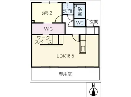 パークハイムトマリC(1LDK/1階)の間取り写真