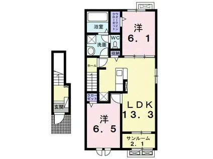 カインドハウスIV(2LDK/2階)の間取り写真