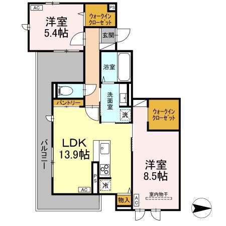 ボヌール T(2LDK/2階)の間取り写真