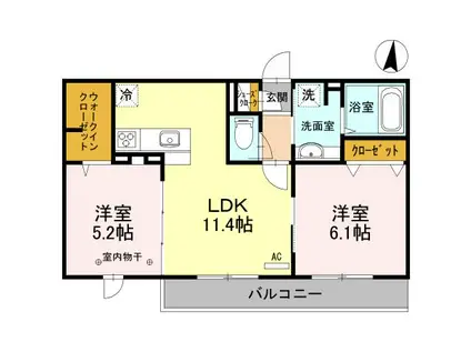 ロイジェントパークス レイクタウン III E(2LDK/2階)の間取り写真