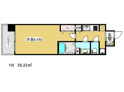 ダブルスタイル神戸2(1K/13階)の間取り写真