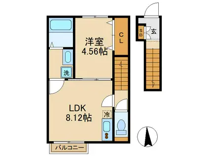 AJ南柏FIRST(1LDK/2階)の間取り写真
