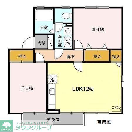 パークロイヤルB棟(2LDK/1階)の間取り写真