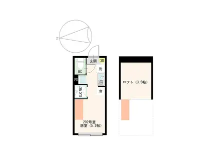 SLSG荒川町屋(ワンルーム/2階)の間取り写真