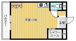 ポプリオンガーデン(ワンルーム/2階)の間取り写真