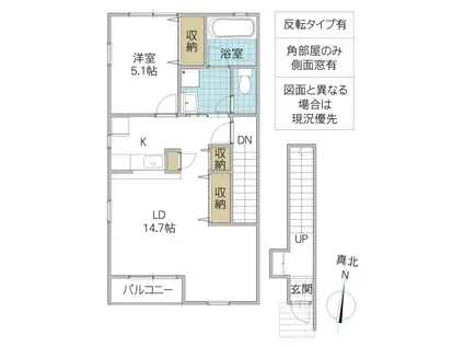 ソレアードK(1LDK/2階)の間取り写真