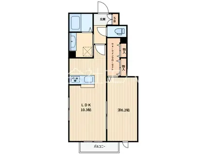 フリメール(1LDK/1階)の間取り写真