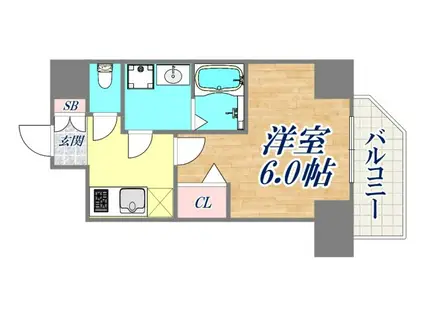 セオリー神戸ウエストゲート(1K/13階)の間取り写真