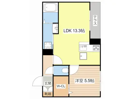 グランラック(1LDK/1階)の間取り写真