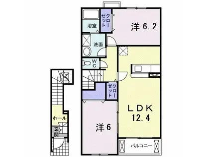 レクサスI B(2LDK/2階)の間取り写真