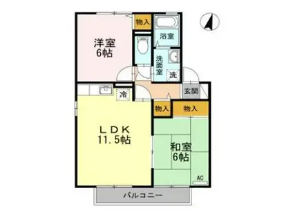 セジュールシマダA棟(2LDK/2階)の間取り写真