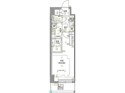 ユリカロゼ五反野II(1K/2階)の間取り写真