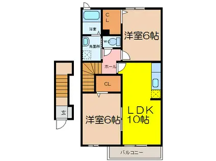 グラスローズ・一生(2LDK/2階)の間取り写真