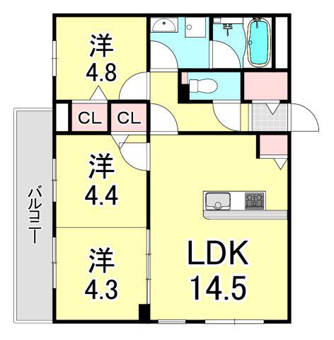 ブライトガーデン(3LDK/1階)の間取り写真