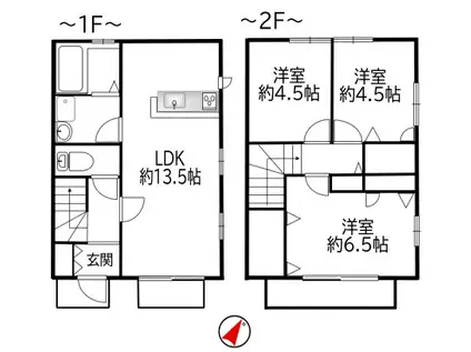 サンビレッジ(3LDK/1階)の間取り写真