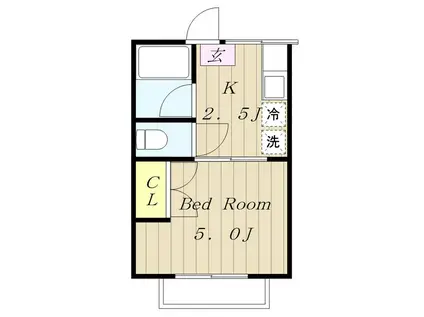 ハイツコウガク(1K/1階)の間取り写真