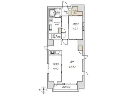 ライブフラット錦糸町(2LDK/7階)の間取り写真