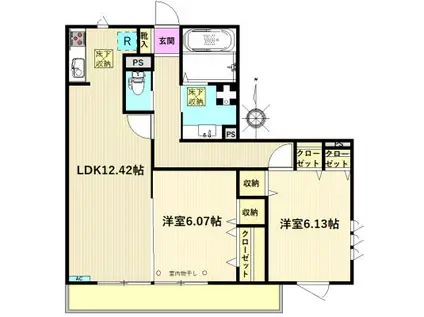 アルコ バレーノ(2LDK/1階)の間取り写真