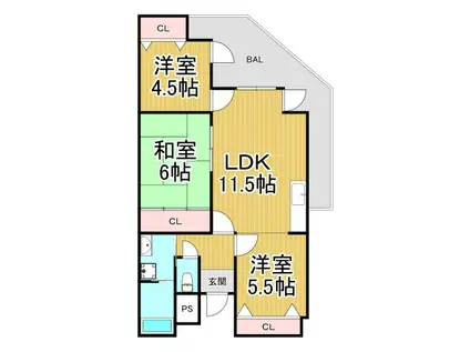 イーリス武庫之荘(3LDK/5階)の間取り写真