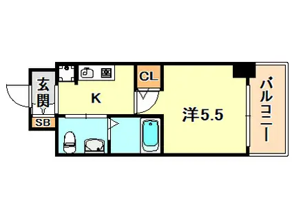 エスリード神戸ウエスト(1K/7階)の間取り写真